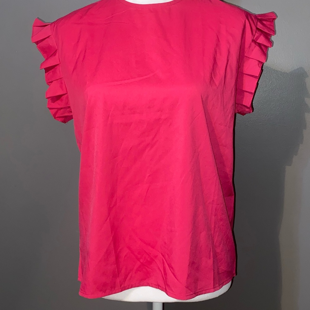Chic Pink Ruffle Sleeve Blouse